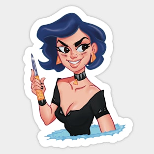 Knife Girl (colored line) Sticker